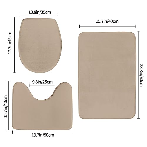 Tapis de salle de bain pour coiffeuse et toilettes ensemble marron clair - 3