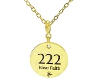 UMBRELLALABORATORY 222 Angel Number Necklace for Women, 18K Gold Plated Necklace, Interchangeable Dainty Pendant Charm, Inspirational Spiritual Jewelry Gift, Have Faith Engraving