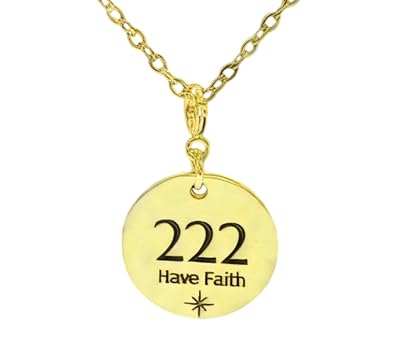 UMBRELLALABORATORY 222 Angel Number Necklace for Women, 18K Gold Plated Necklace, Interchangeable Dainty Pendant Charm, Inspirational Spiritual Jewelry Gift, Have Faith Engraving