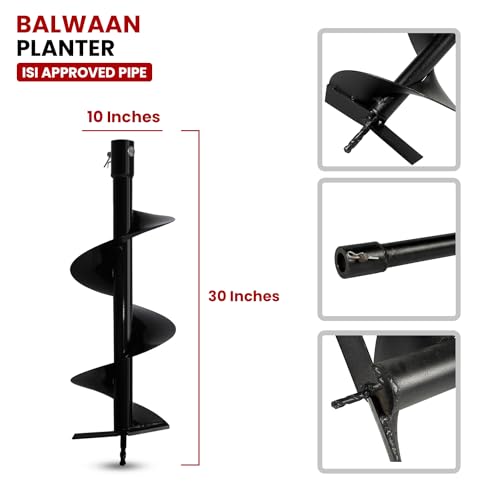 Image of BALWAAN Krishi 10-Inch Single Spiral Drill Planter | 25 cm /254 mm Spiral Post Hole Digger for Agriculture & Gardening|PT-10