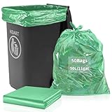 Paquete de 50 bolsas de basura grandes de plástico de 50 litros, bolsas de basura verdes para cocina, hogar, oficina