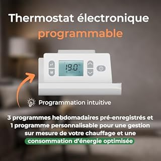 Radiateur électrique à inertie sèche céramique 2000W Thermostat programmable Cosyup Ovia Blanc Garantie 3 Ans