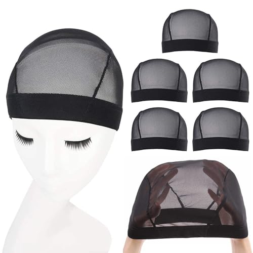 Xtrend 5 Pcs Wig Caps For Making Wigs, Stretchable, Comfortable, Dome Wig Cap For Men And Women（Black Wig Cap S)