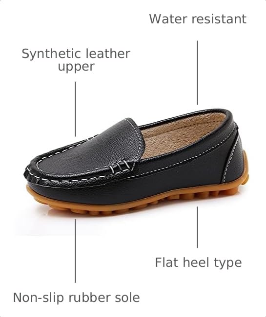 Image of SOFMUO Boys Girls Leather Loafers Slip-On Oxford Flats Boat Dress Schooling Daily Walking Shoes(Toddler /Little Kids)