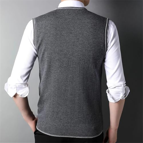 Men’s 100% Wool V-Neck Sweater Vest Pullover Sleeveless Casual Basic Lightweight Warm Pullover Sweater3