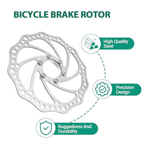 SATUY 160mm Bicycle Brake Rotor, Stainless Steel Threaded Hubs Brake Disc Rotor and Flange Adapter with 6 Bolts for Road Bike, Mountain Bike, MTB, BMX