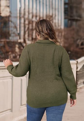 Image of TIYOMI Women Plus Size Tops Long Sleeves Mock Neck Sweaters Knit Pullover Sweater Adjustable Zipper Fall Autumn Winter Shirt