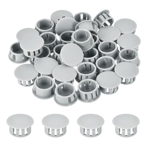 Image of MECCANIXITY 64PCS 16mm(5 /8 inch) Light Gray Plastic Hole Plugs, Flush Type Panel Hole Plugs Insert End Caps for Locking Hole Tubes Furniture Cabinet
