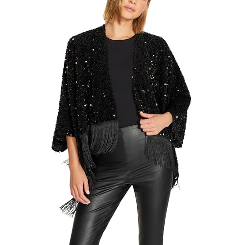 Steve Madden SEQUIN FRINGE CROP RUANA