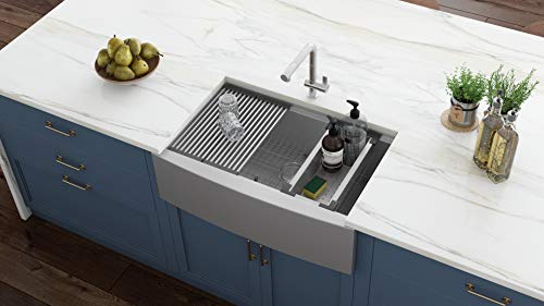 Ruvati Verona Rvh9200 33" Apron-Front Workstation Farmhouse Single Bowl Kitchen Sink, Stainless Steel, 16 Gauge #TOP7
