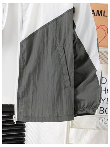 Floerns Boy's Zip Up Hooded Jackets Color Block Long Sleeve Windbreaker Jacket with Pocket4