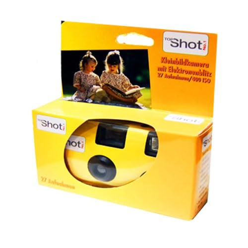 PHOTO PORST 4 cámaras desechables 1 A Edition Topshot en amarillo (cámara de boda/fiesta, 27 disparos, 4 unidades, 35 mm, automática, película de color con pilas)