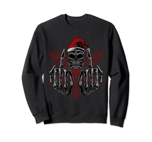 Image of Christmas Funny Bad Santa Claus Skull Heavy Xmas Gift Idea Sweatshirt