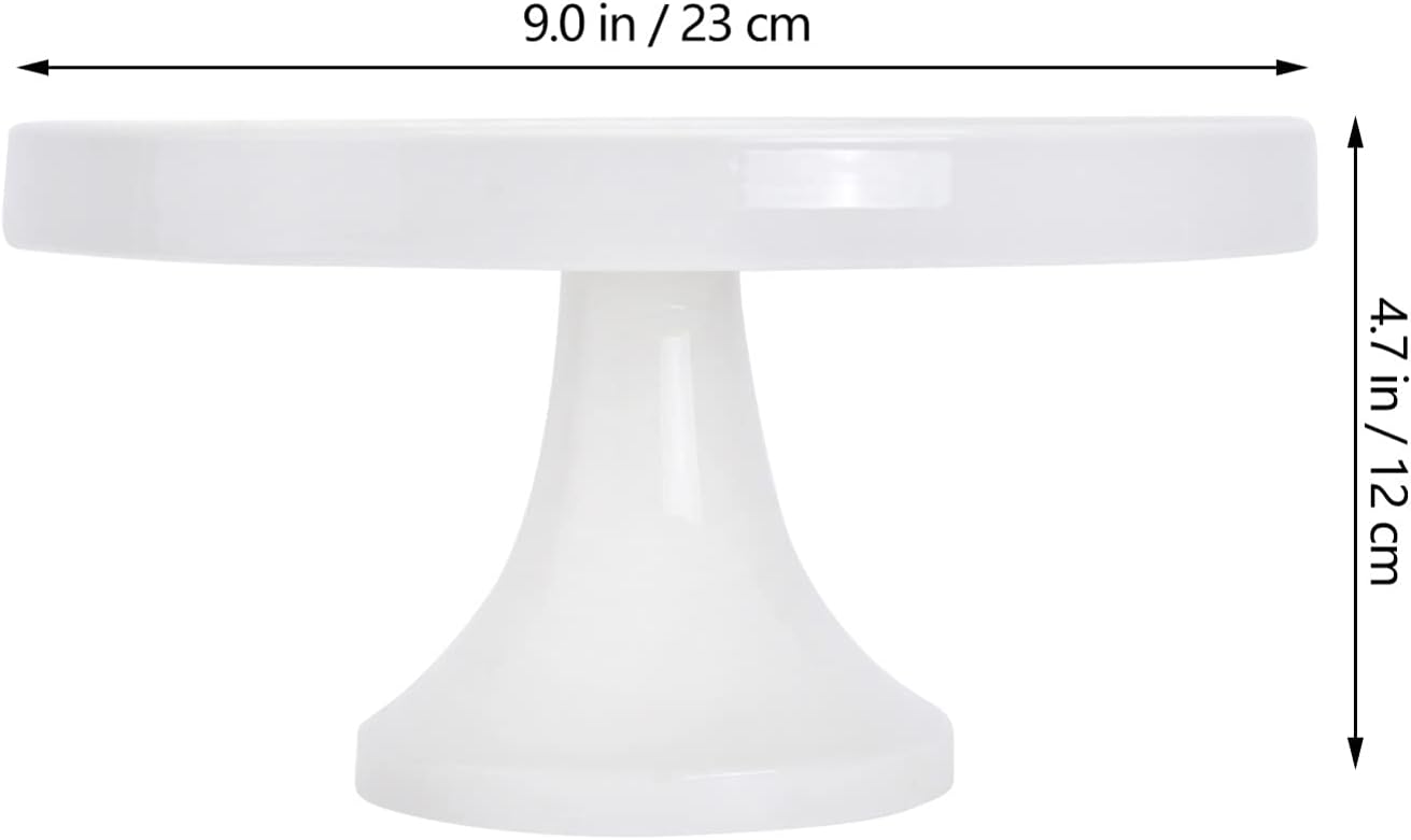 Hemoton 9.05 Inch White Ceramic Cake Stand Round Dessert Display Holder with Thick Base for Wedding Birthday Party and Home Entertaining