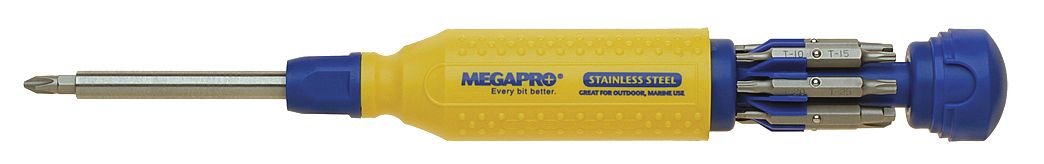 Multi-Bit Screwdriver, SS, 15-in-1, 8 1/2In by Megapro