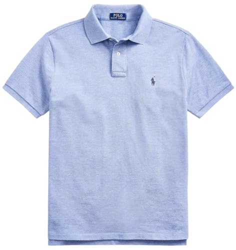 Image of Polo Ralph Lauren Men Custom Fit Mesh Pony Logo Shirt (XL, JamicaBlueHtr), X-Large