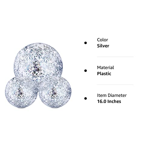 Hsei 3 Pieces Inflatable Beach Ball Glitter Beach Ball Floatable Confetti Ball For Summer Beach, Pool And Party Favor (Silver) #TOP7