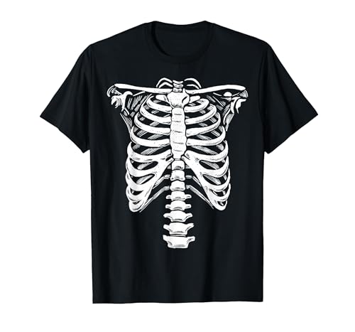 Disfraz de Esqueleto para Carnaval, Halloween Camiseta, Hombre, Negro, M