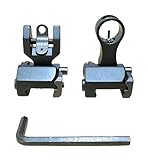 NTC ELITE HK Style Folding Back Up Iron Sight Set – Aircraft Aluminum, Stainless Steel Hardware, Hardcoat Anodized Finish – Flip-Up BUIS Front & Rear Sights Black Edition