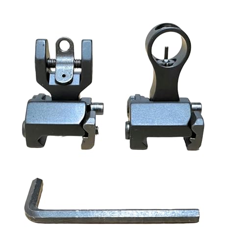 NTC ELITE HK Style - Juego de mira plegable de hierro – Aluminio aeronáutico, herrajes de acero inoxidable, acabado anodizado de capa dura – Miras delanteras y traseras abatibles BUIS edición negra