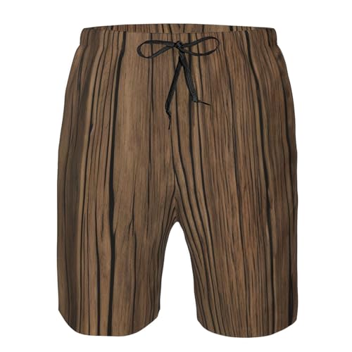 Men's Beach Shorts - Trunks with Pockets, Wood Grain Print Design, Suitable for Running, Walking, and Casual Wear4