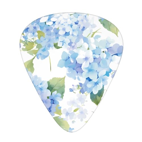 Guitar plectrums 12 pieces set Comfortable in the hand with smooth edges Three thicknesses to match hydrangea watercolor Printing