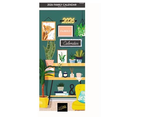 Calendario familiar 2026 con vista mensual, planificador colgante de pared con cinco columnas para organizar la familia, colores brillantes, 2 estilos, delgado (casa)