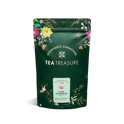 Image of Tea Treasure Spearmint Herbal Tea for PCOS PCOD - 100gm | Hormonal Balance, Reduces Facial Hair & Acne, Digestion Support | Caffeine Free Mint Tea