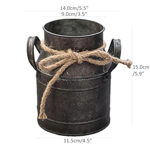 Rust Paint Flower Vase Rustic Galvanized Metal Milk Can Bucket Primitives Jug for Home Garden Shop Decor