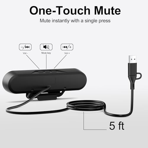 Plyee Audio Monitor Speakers, Computer Speakers for Desktop PC, USB Speaker with Integrated USB A Type C Connector, Easily Clamp to Monitors, 10W の商品画像 6