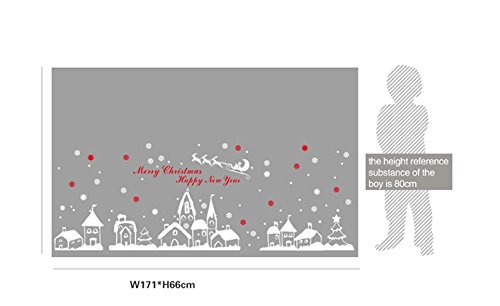 TOTOMO Christmas Window Decorations Decals - Winter Holiday Clings Stickers Snowflakes Snow Christmas Town W301