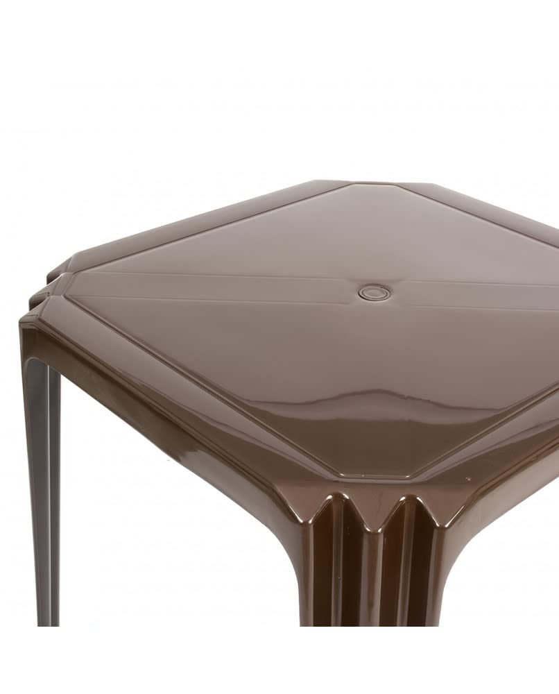 CREVICOSTA QUALITY MARK MARCAS DE CALIDAD - Conjunto Mesa Viana Monoblock + 4 sillas Caribe de Resina (Chocolate)