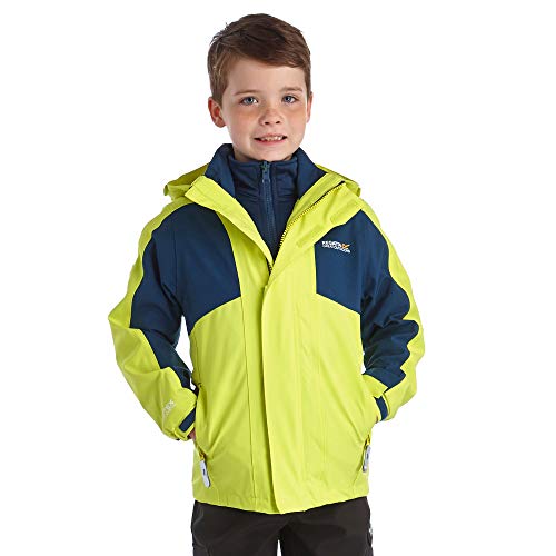 Regatta Kids Boys Neon Yellow Flume 3 In 1 Waterproof Jacket Age 3-4