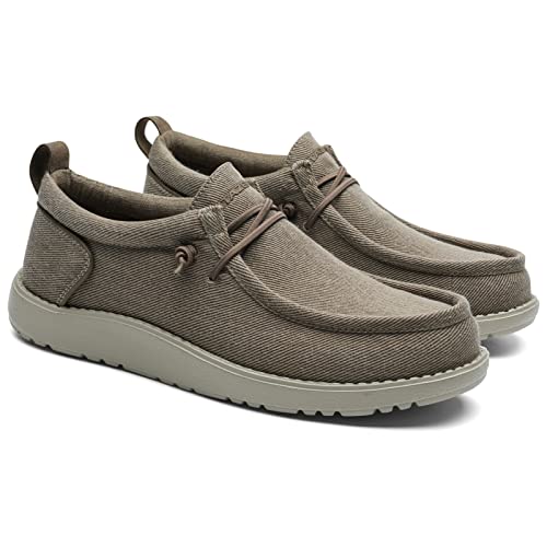 1TAZERO Slip on Shoes for Men Wide Width - Wide Canvas Shoes Men's Casual Loafer with Arch Supports(Khaki 10) - Image 3