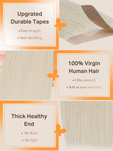 Image of DOORES Tape in Blonde Hair Extensions Human Hair for Fine Thin, Add Volume