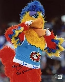 TED GIANNOULAS SIGNED 8x10 PHOTO THE SAN DIEGO CHICKEN BASEBALL ICON BECKETT BAS