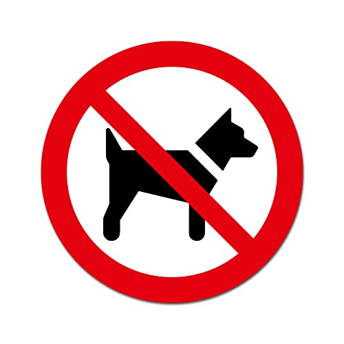 Finest Folia Hundeverbot Aufkleber Hunde verboten Tiere Sticker für Restaurant Geschäft Wohngebäude Fenster Verbot Folie selbstklebend wetterfest R198 (02 Kein Zutritt für Hunde rund)