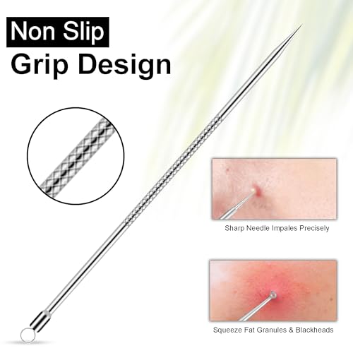 Image of Blackhead Remover Kit with Stainless Steel Tools, Pimple Extractor, Acne Removal & Facial Cleansing Tools for Men & Women