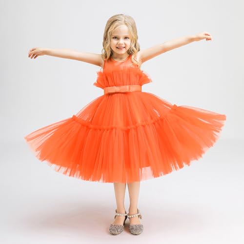 Vestido de princesa de bebé sin mangas con lazo de comunión 2