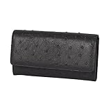 [協和] 限界価格！オーストリッチ かぶせ型長財布 婦人 レディース 本革 ハーフポイント (ブラック)