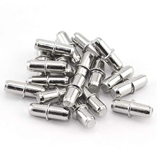 Image of 20pcs 5x16mm Shelf Supports Pegs Studs Nickel Plated Finish Adjustable Shelves Bracket Holder Furniture Hardware Cupboard Cabinet Wardrobe Shelf Pins