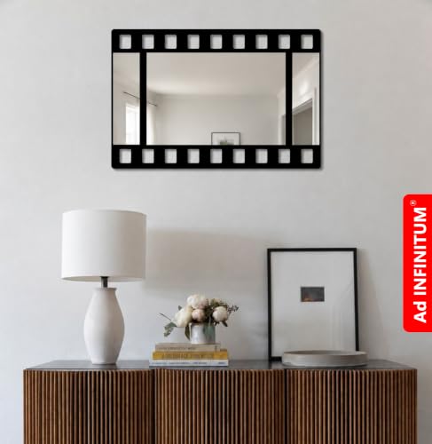 Image of AD INFINITUM Multilayer Wooden Wall Art With Mirror Hanging Decor for Contemporary Home, Bedroom, Living Room, Office etc., (Film Negative)