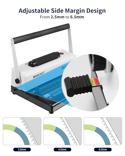 Image of MAKEASY Coil Spiral Binding Machine, Punch 15 Sheet - Manual Hole Punch - Electric Coil Inserter - Adjustable Side Margin - for Letter Size /A4 /A5, Comes with 1 Box 5 /16'' Binding Coils & Plier
