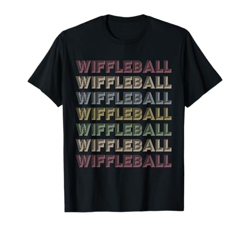 Retro Wiffleball Repetitive Vintage Player T-Shirt, Small, Black