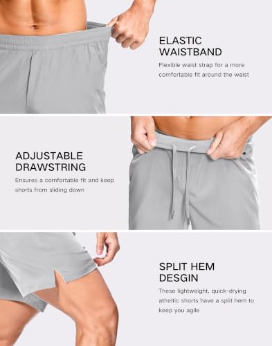 Image of GGJ Men's Lightweight Athletic Shorts with 2 Zipper Pockets 7 inch /9 inch /5 inch Gym Workout Running Quick Dry Tennis Shorts for Men