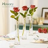 Hewory Nowoczesny wazon na kwiaty, 3 sztuki, szklane wazony, 24 cm, wąski, szklany wazon na stół, szklany wazon, ręcznie robiony wazon tulipanowy, na różę, dekoracja stołu, salonu, jadalni, domu