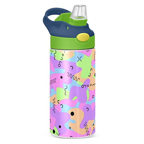 Mnsruu Bunte Tarn-Wasserflasche für Mädchen und Jungen, Edelstahl-Wasserflasche mit Strohhalm, 590 ml Mnsruu Bunte Tarn-Wasserflasche für Mädchen und Jungen, Edelstahl-Wasserflasche mit Strohhalm, 590 ml