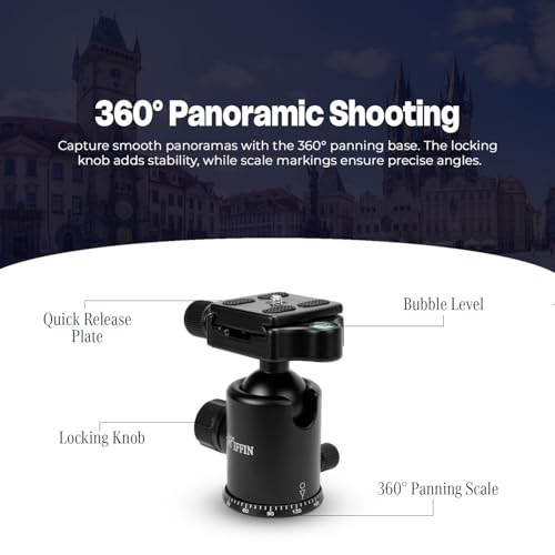 Buy HIFFIN®Professional Metal 360 Degree Rotating Panoramic Ball Head with 1/4 inch Quick Release Plate and Bubble Level,up to 17.6pounds/8kilograms,for Tripod,Monopod,Slider,DSLR Camera,Camcorder Online at Low Prices in India - Amazon.in - Image 7