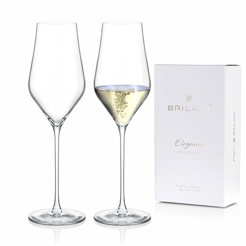 Brilant Ballet, set di bicchieri da vino senza piombo, per vino bianco e prosecco, per spumanti, per spumanti, fatti a mano, UE, in cristallo di alta qualità, lavabili in lavastoviglie, set da 2 310