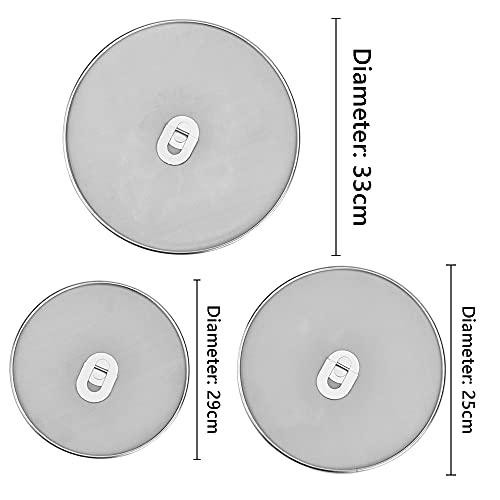 LYTIVAGEN 3 PCS Stainless Steel Splatter Screen Oil Resist Grease Mesh Grease Guard Pot Cover Anti-Scalding Frying Pan Lid for Pots Skillets, Frying Pan Oil Proofing Lids (33cm 29cm 25cm) 2 Gallery Image